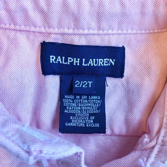 EUC Ralph Lauren Girl’s Collared Oxford Shirt Dress-Pink with Striped Belt - Picture 6 of 6